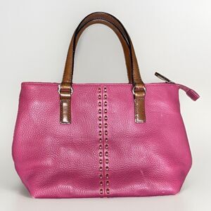 Fossil Deep Pink Pebbled Leather Vintage Womens Purse Double Handle No Crossbody